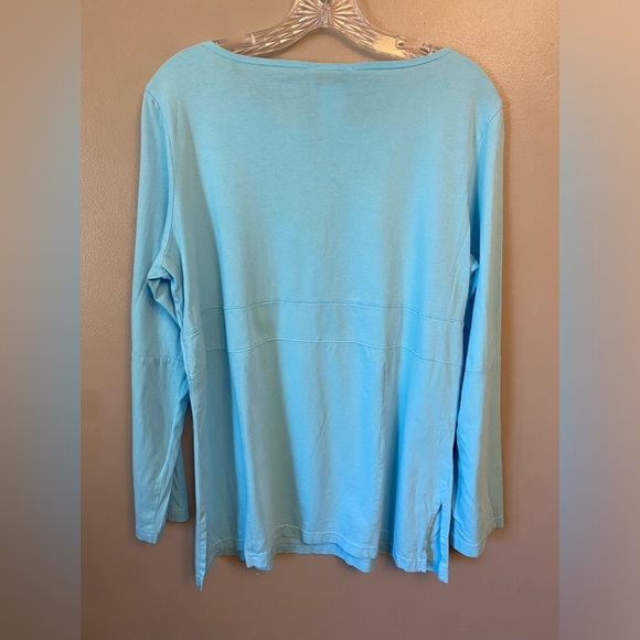 Talbots Size Large shirt top Knit Keyhole Tassel 3/4 Sleeve Top - Picture 5 of 9